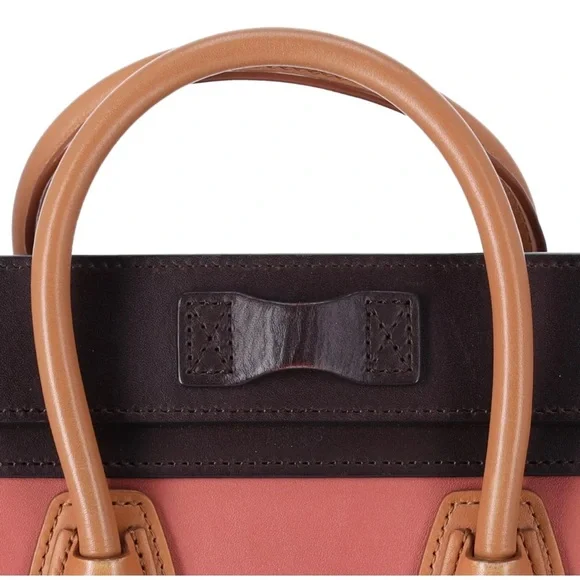 CELINE Luggage Nano Shopper Tote Handbag Pink Beige  Light Brown Colorblock - Picture 8 of 14